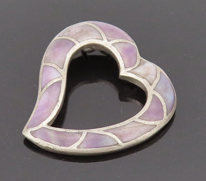 925 Silver  Vintage Two Tone Enamel One Side Tilted Love Heart Pendant PT22038