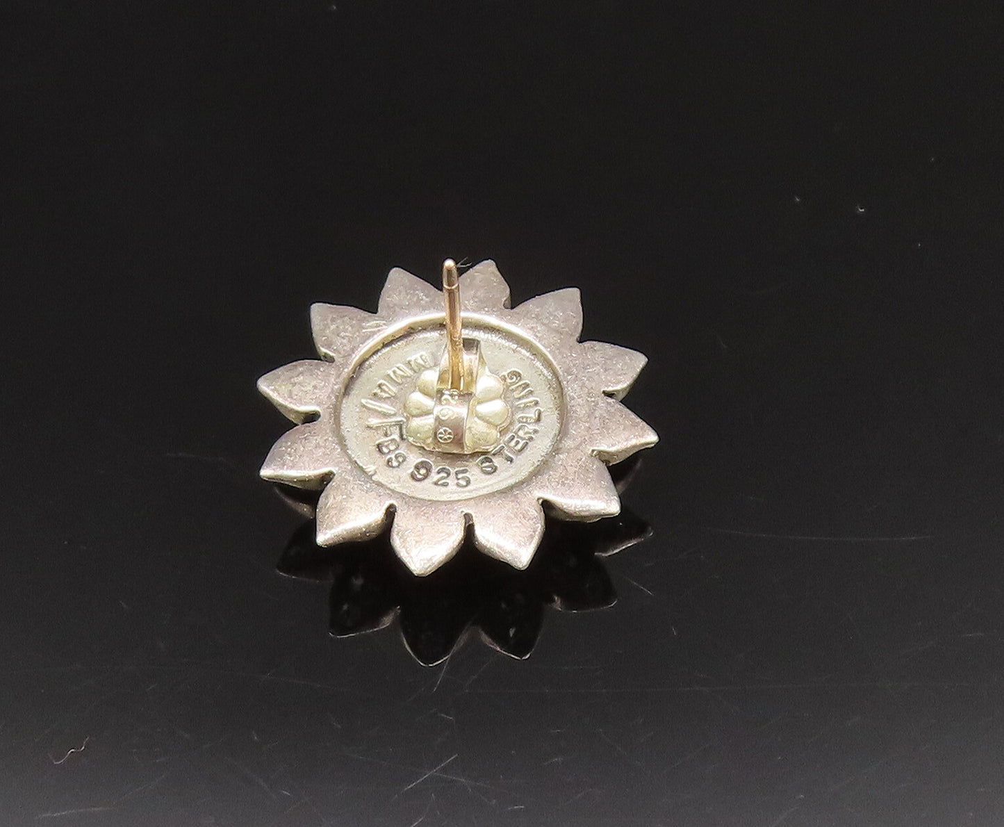 MMA 925 Silver  Vintage Antique Floral Rhinestones Stud Earrings  EG11938
