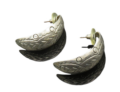 MEXICO 925 Sterling Silver  Vintage Etched Arrow Detail Drop Earrings  EG10025
