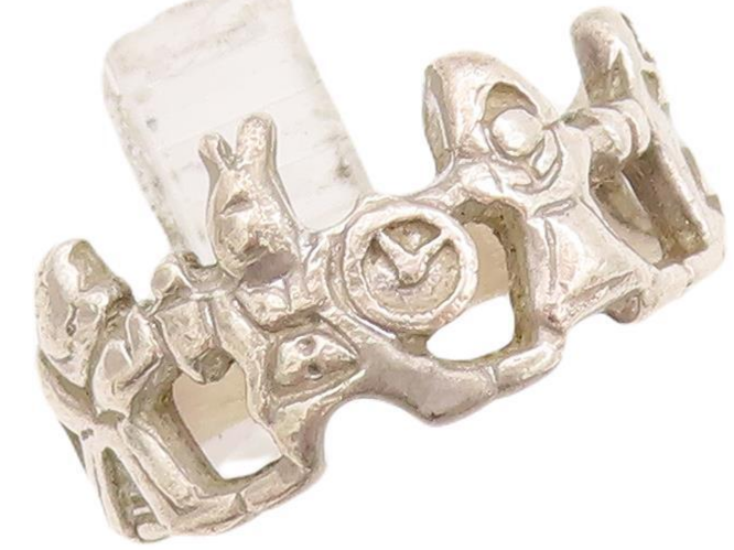 925 Sterling Silver Vintage Ring Cartoon Character Holding Hands  Sz 7  RG28207