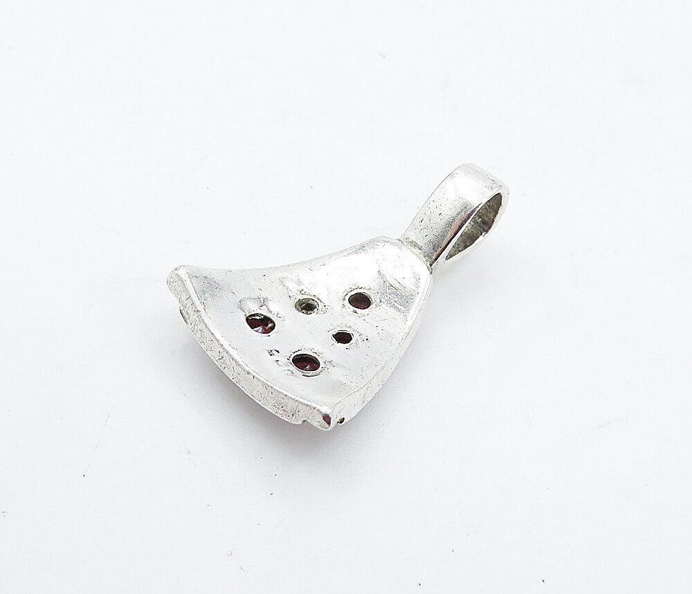 925 Sterling Silver  Vintage Petite Red Topaz 5 Stone Drop Pendant  PT3854