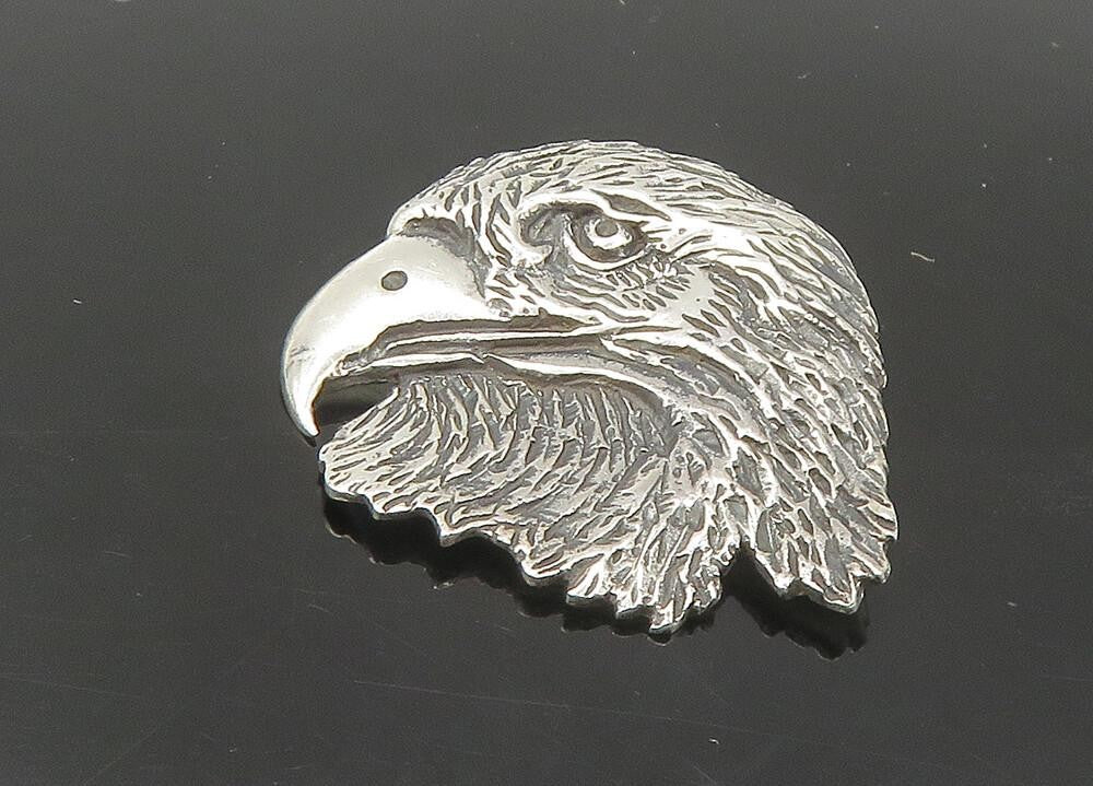 925 Sterling Silver  Vintage Shiny Eagle Head Pendant  PT18156