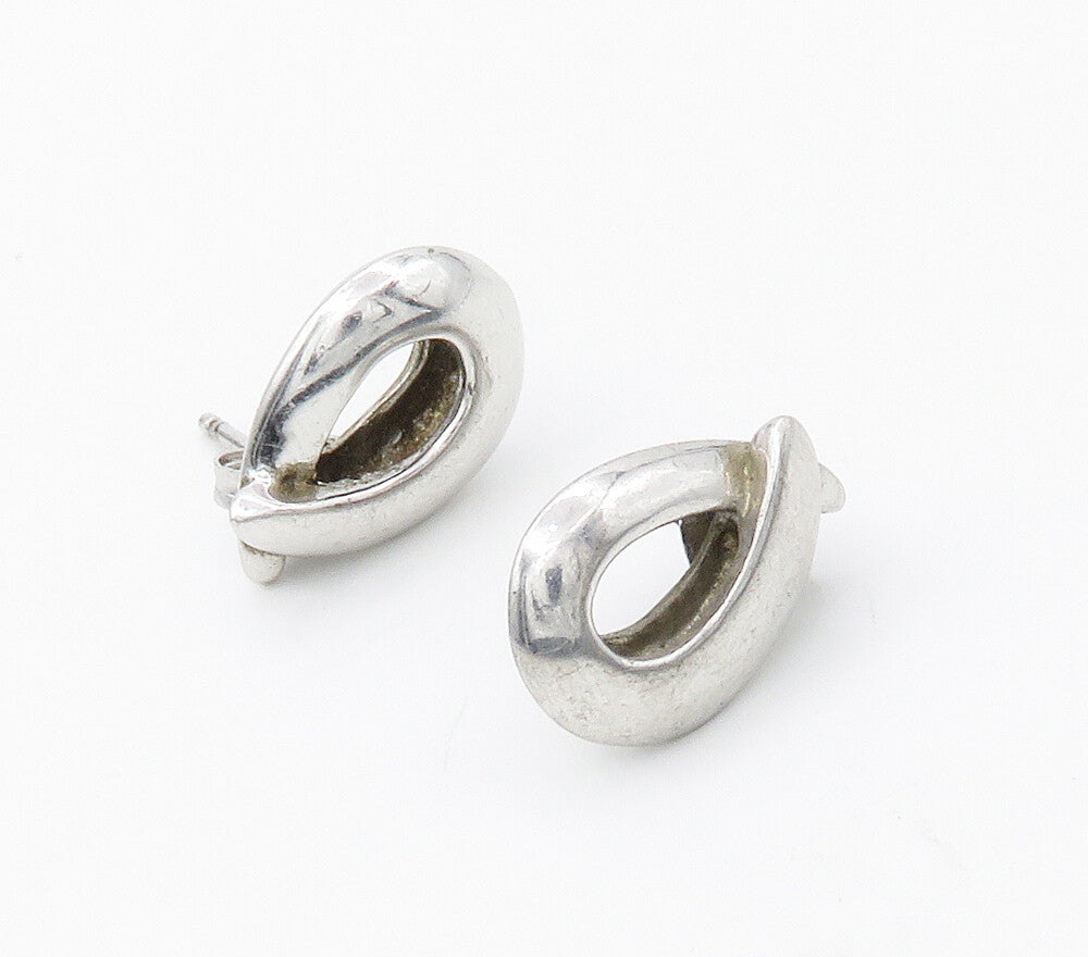 925 Sterling Silver  Petite Shiny Open Ribbon Motif Drop Earrings  EG8528