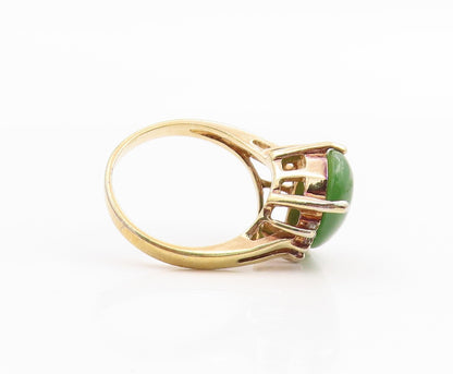 925 Sterling Silver Vintage Ring Gold Plated Pear Cut Jade Band  Sz 7  RG35615
