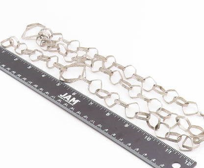 925 Sterling Silver Vintage Necklace UNO A ERRE Geometric Squares Link  NE4831