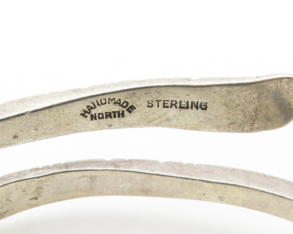 NORTH 925 Sterling Silver  Vintage Handmade Bypass Cuff Bracelet  BT7149