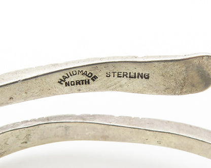 NORTH 925 Sterling Silver  Vintage Handmade Bypass Cuff Bracelet  BT7149