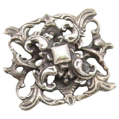 925 Sterling Silver Vintage Brooch Pin Classic Scrollwork Foliage Motif  BP12656