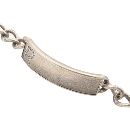 925 Sterling Silver Vintage Bracelet Real Diamonds Initial R Monogram  BT12164