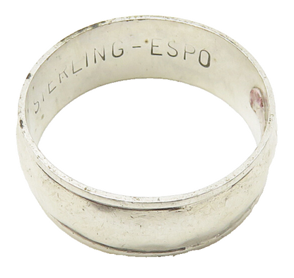 ESPO 925 Silver  Vintage Minimalist Raised Edge Smooth Band Ring Sz 9  RG10393