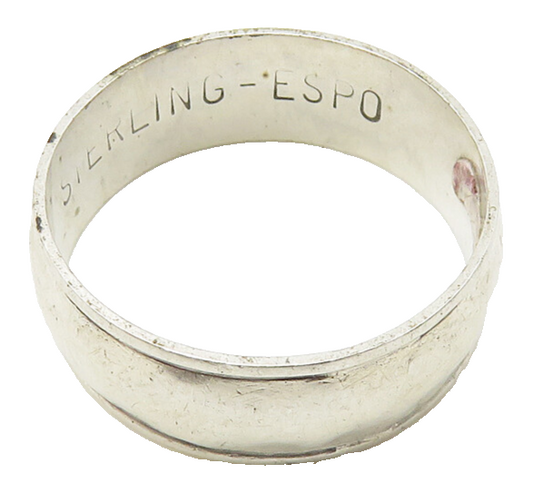 ESPO 925 Silver  Vintage Minimalist Raised Edge Smooth Band Ring Sz 9  RG10393
