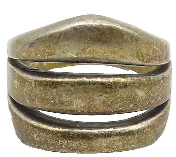 MEXICO 925 Sterling Silver  Vintage Dark Tone Split Band Ring Sz 9  RG10482