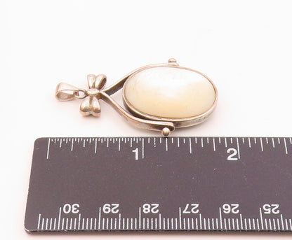 925 Silver  Vintage Double Side Mother Of Pearl & Black Onyx Pendant  PT21814