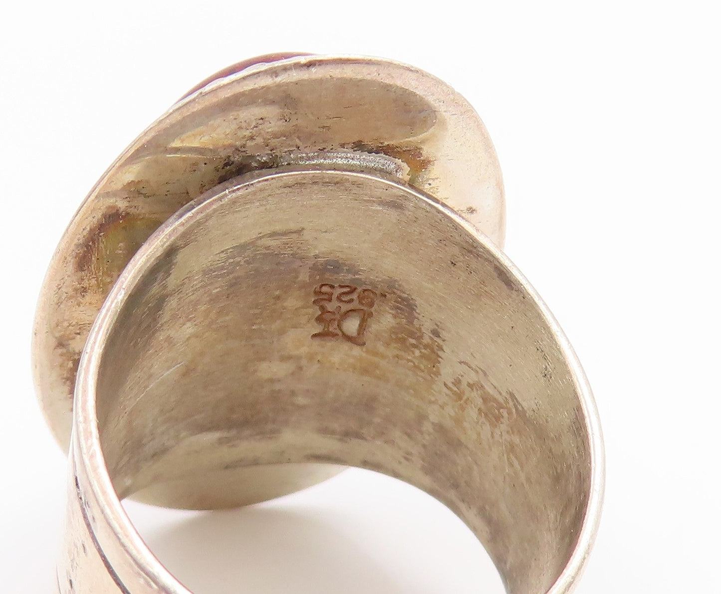 925 Sterling Silver Vintage Ring DTR JAY KING Cabochon Amber Band  Sz 9  RG35849