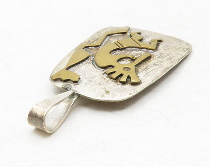 NAVAJO 925 Sterling Silver  Vintage Two Tone Kokopelli Dancer Pendant  PT10192