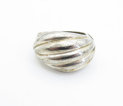 925 Sterling Silver  Vintage Dark Tone Fluted Dome Band Ring Sz 7  RG6448