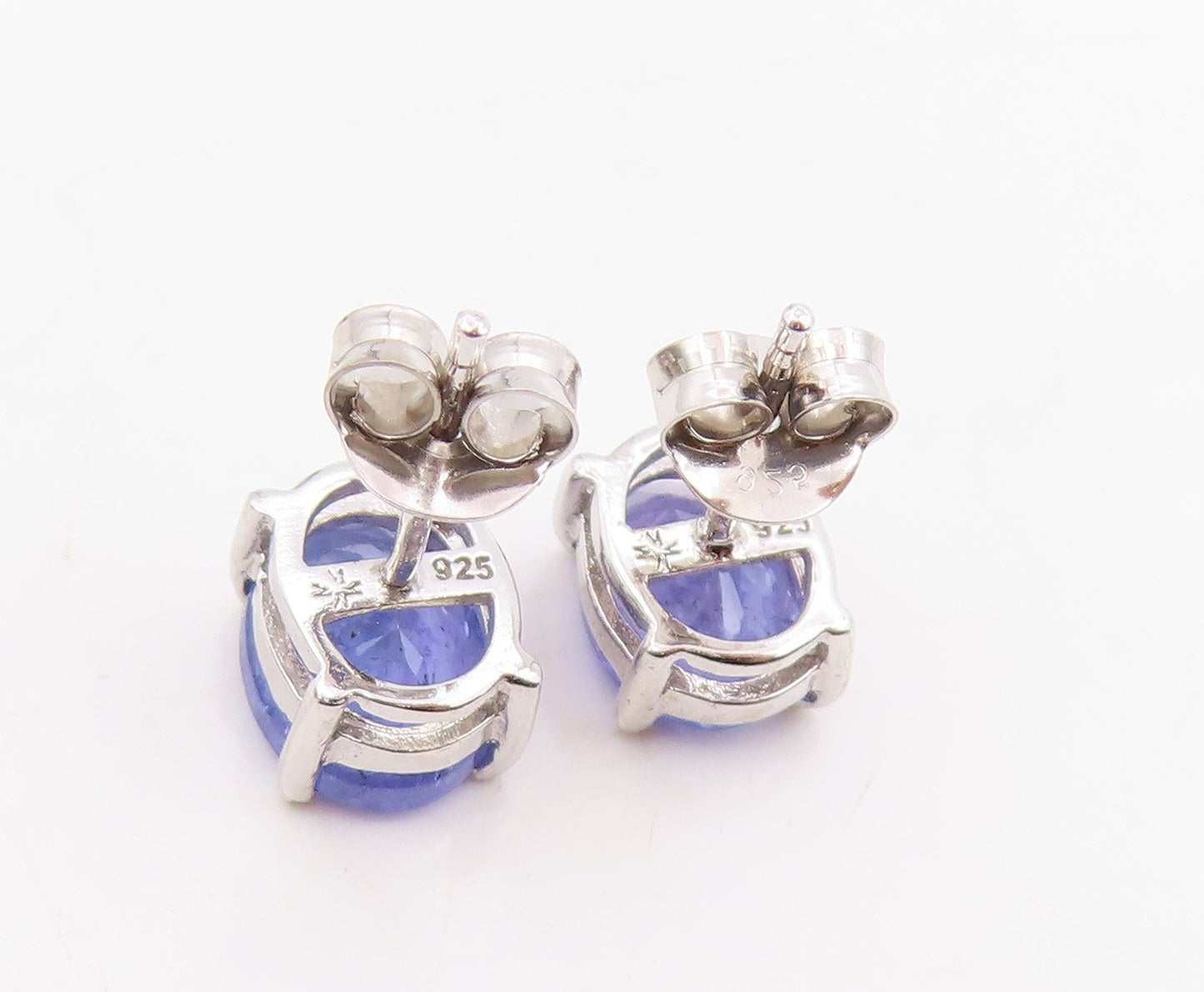 925 Sterling Silver Vintage Earrings Minimalist Oval Cut Tanzanite Stud  EG13992