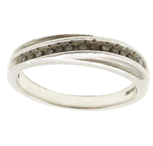 925 Sterling Silver  Vintage Genuine Diamonds Highway Band Ring Sz 8  RG18597