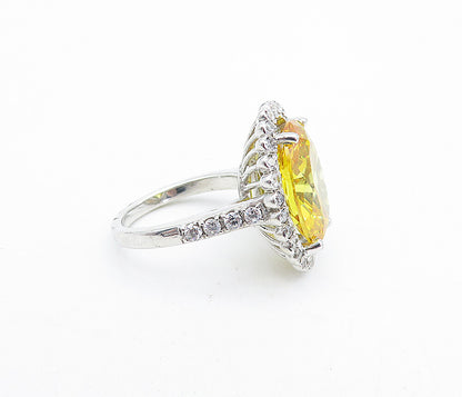 925 Sterling Silver  Victorian Cubic Zirconia Cocktail Ring Sz 6.5  RG5694