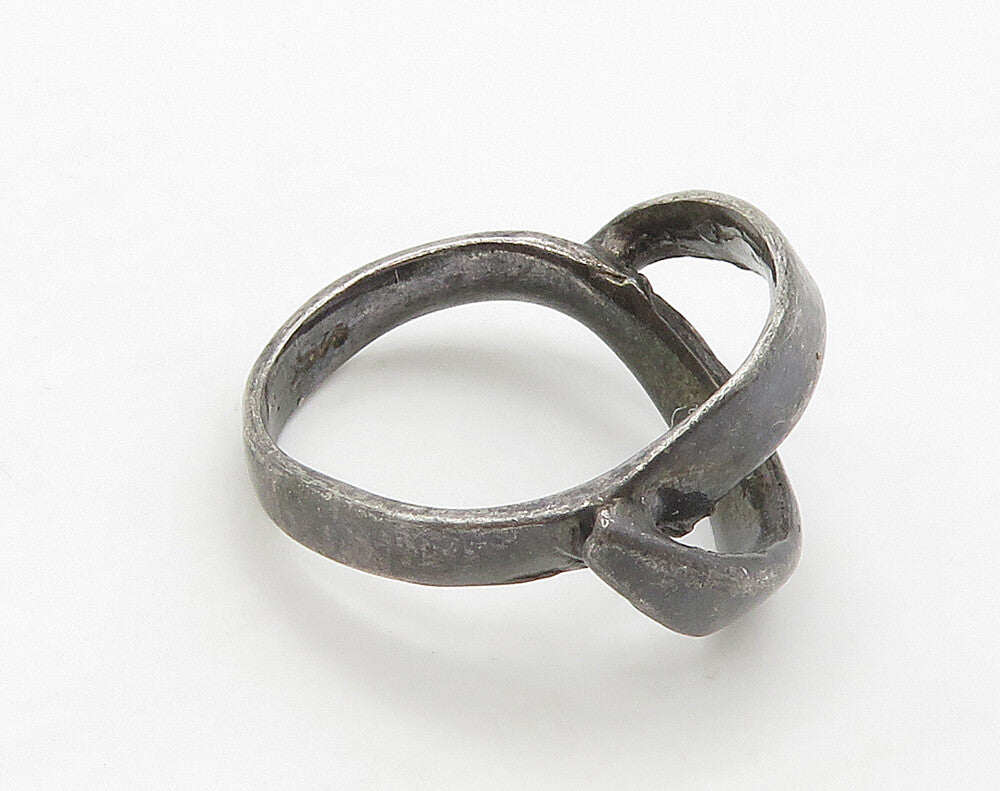 925 Sterling Silver  Vintage Dark Tone Open Smooth Band Ring Sz 6.5  RG16145