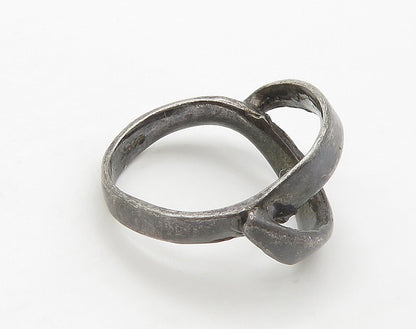 925 Sterling Silver  Vintage Dark Tone Open Smooth Band Ring Sz 6.5  RG16145