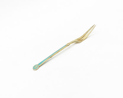 DAVID ANDERSEN NORWAY 925 Silver  Vintage Enamel Detail Cocktail Fork  TR2644