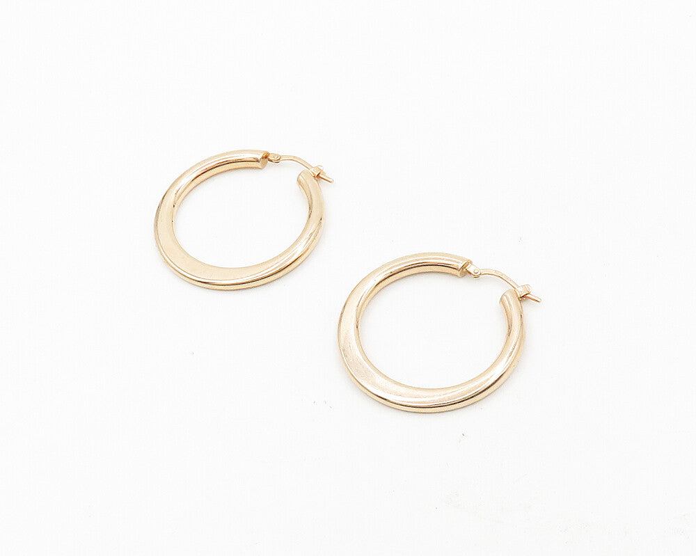 925 Sterling Silver  Shiny Polished Rose Gold Plated Hoop Earrings  EG9372