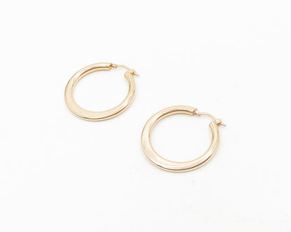 925 Sterling Silver  Shiny Polished Rose Gold Plated Hoop Earrings  EG9372