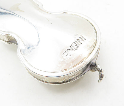 925 Sterling Silver  Vintage Cello Musical Instrument & Holder Trinket  TR1356