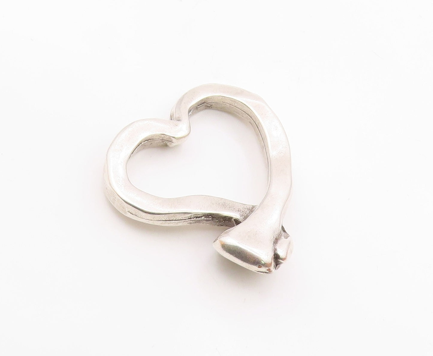 925 Sterling Silver  Vintage Shiny Modenrist Love Heart Pendant  PT15059