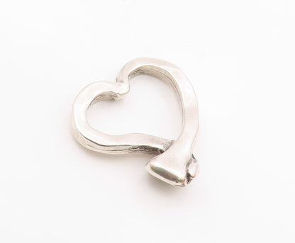 925 Sterling Silver  Vintage Shiny Modenrist Love Heart Pendant  PT15059