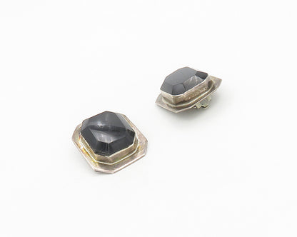 MEXICO 925 Sterling Silver  Vintage Black Hematite Non Pierce Earrings  EG9355