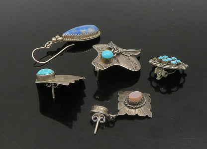 ZUNI NAVAJO 925 Silver  Vintage MultiStone Lot Single Earrings  EG11261