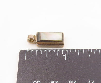 OTT 925 Sterling Silver Vintage Rectangle Mother Of Pearl Drop Pendant PT21252
