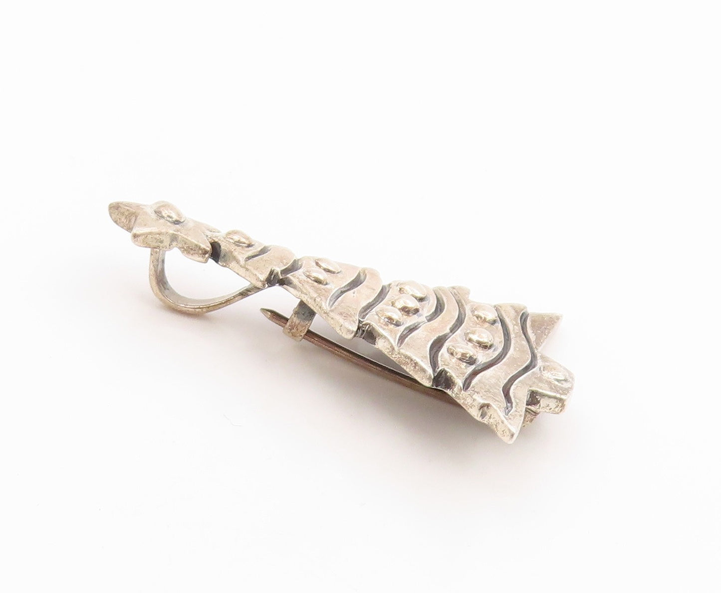 925 Sterling Silver Vintage Brooch Pin Modernist Christmas Tree Figurine BP12496