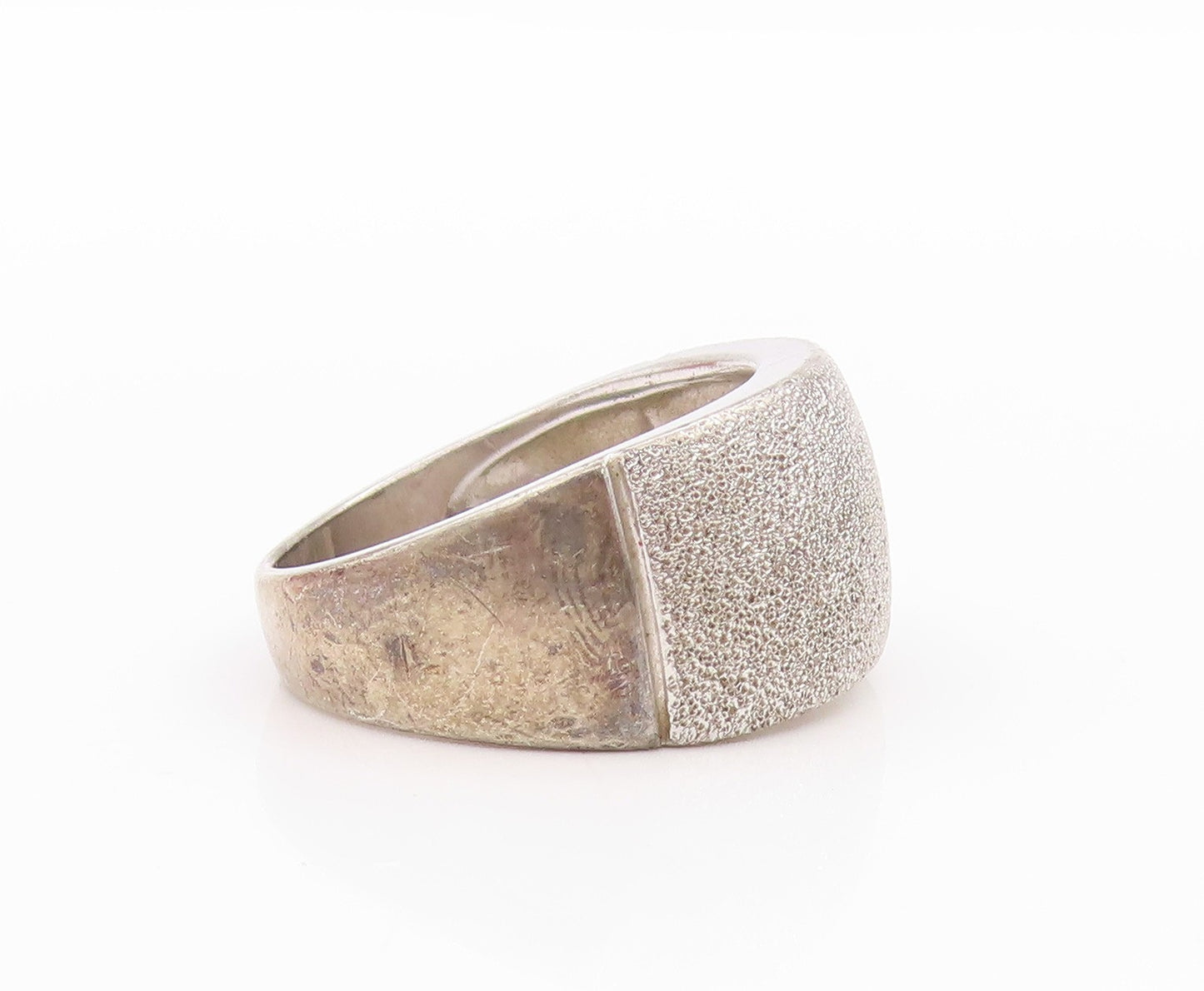 925 Sterling Silver Vintage Ring Minimalist Rough Finish Band  Sz 8  RG33368