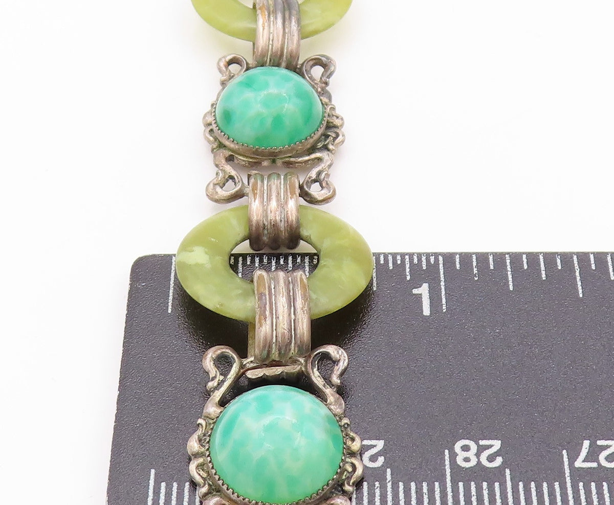 925 Sterling Silver Vintage Bracelet Gemstone Half Sphere & Rings  BT11245