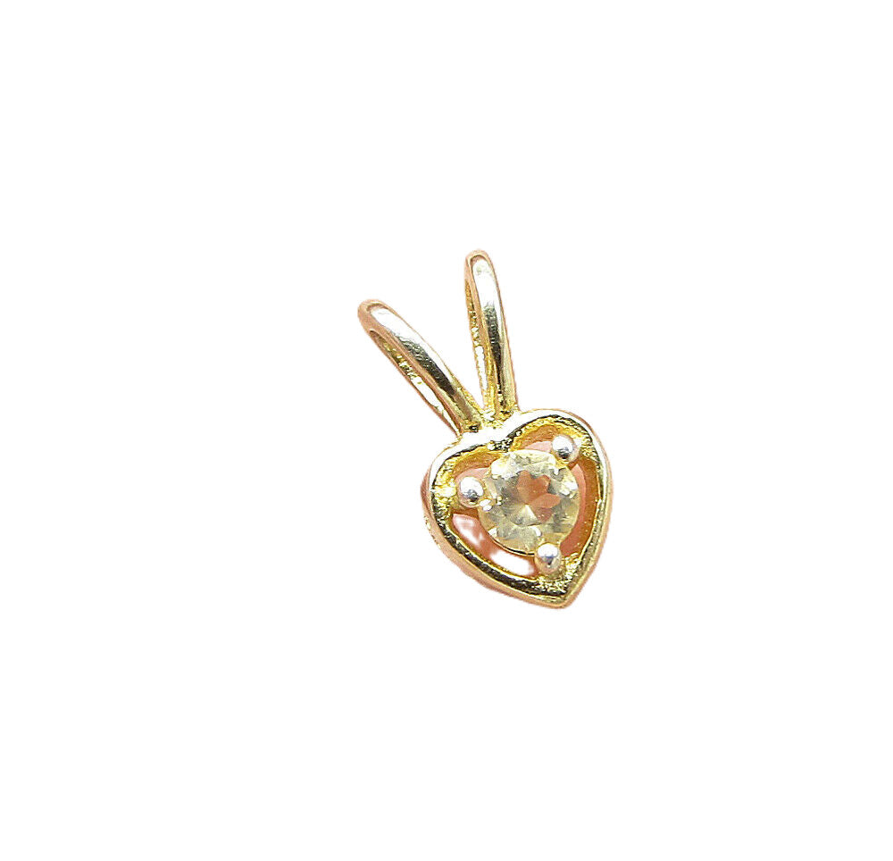 Gold Over 925 Sterling Silver Citrine Love Heart Slider Pendant PT1178