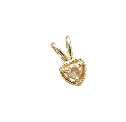 Gold Over 925 Sterling Silver Citrine Love Heart Slider Pendant PT1178