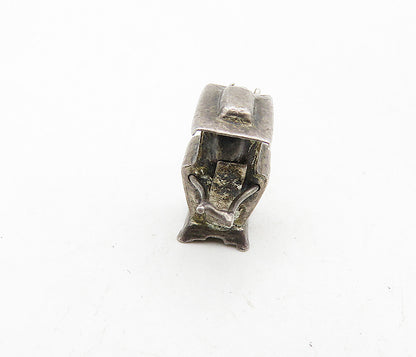 925 Sterling Silver  Vintage Petite Dark Tone Etched Detail Pendant  PT6801