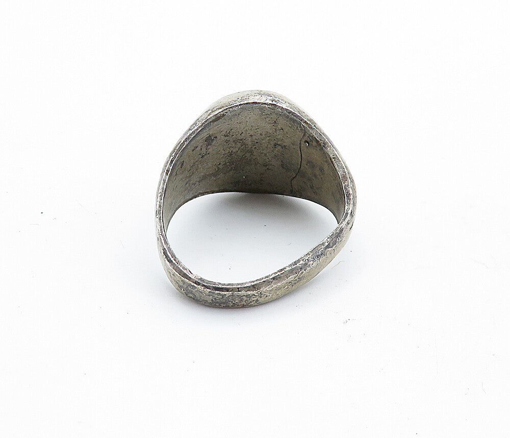 925 Silver  Vintage Antique Turquoise & Jasper Cocktail Ring Sz 9  RG7027