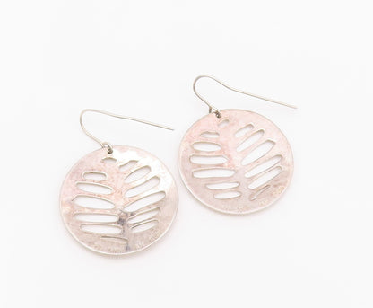 925 Sterling Silver Vintage Earrings RLM Cutout Ribs Design Coin  EG13627