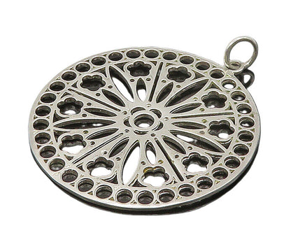 925 Sterling Silver  Shiny Polished Floral Cutout Design Pendant  PT14247