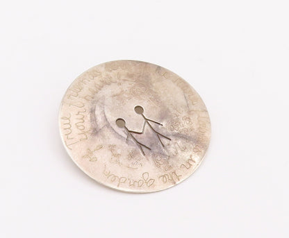 925 Sterling Silver Vintage Brooch Pin LOMBARD Stick 2 Man Cutout Coin  BP11015
