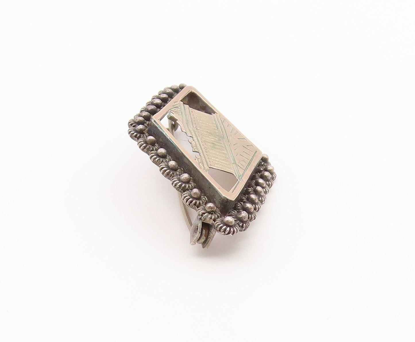 925 Sterling Silver & 10K GOLD  Vintage Historic Building Brooch Pin  BP9165