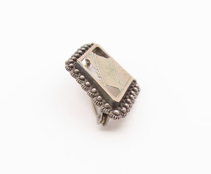 925 Sterling Silver & 10K GOLD  Vintage Historic Building Brooch Pin  BP9165