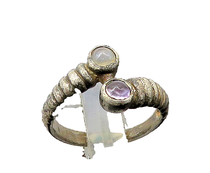 925 Sterling Silver  Vintage Cabochon Topaz Bypass Band Ring Sz 7.5  RG21445
