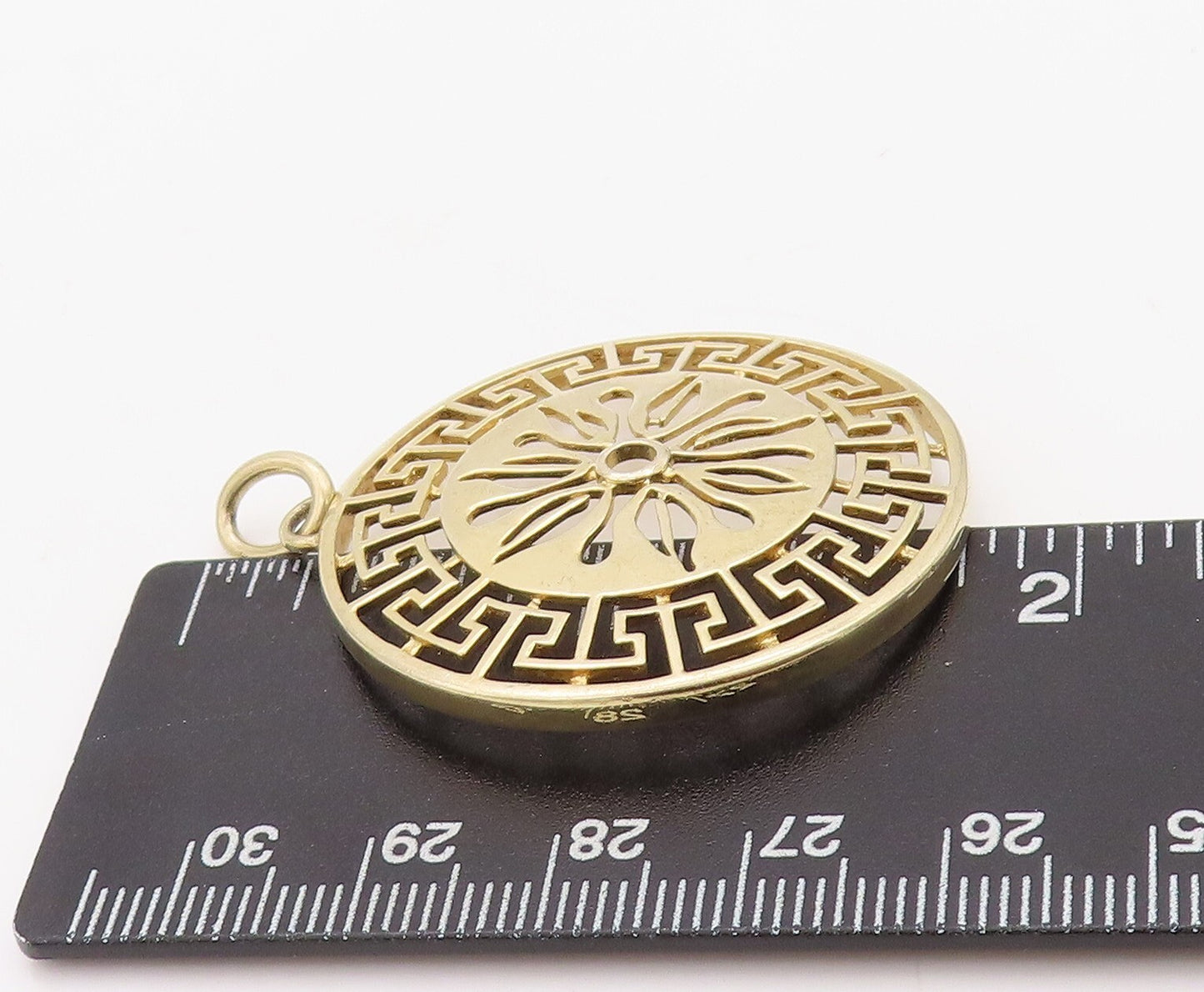 925 Sterling Silver Vintage Pendant Gold Plated Cutout Maze Key Sun  PT23514