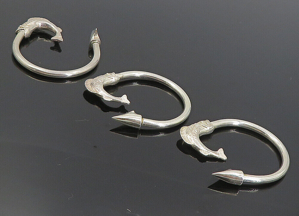 925 Sterling Silver  Vintage 3 Piece Shiny Fish Arrow Key Rings  TR1367