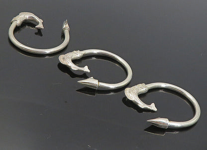 925 Sterling Silver  Vintage 3 Piece Shiny Fish Arrow Key Rings  TR1367